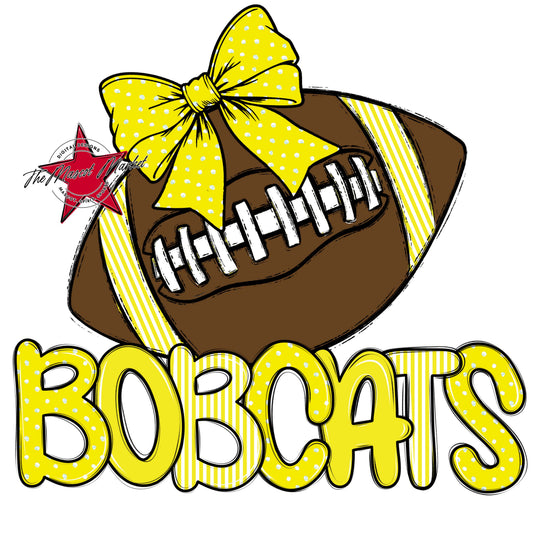 Bobcats Football Spirit Design-Bright Yellow