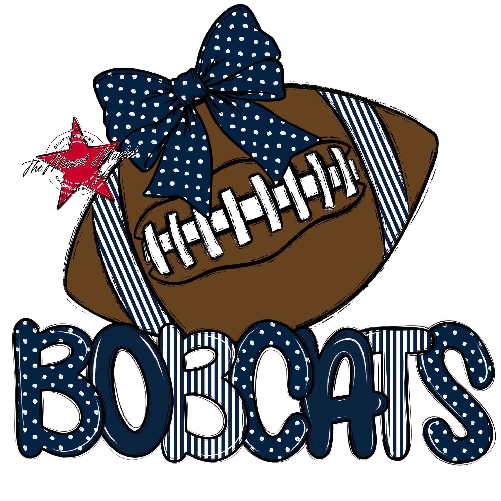 Bobcats Football Spirit Design-Navy