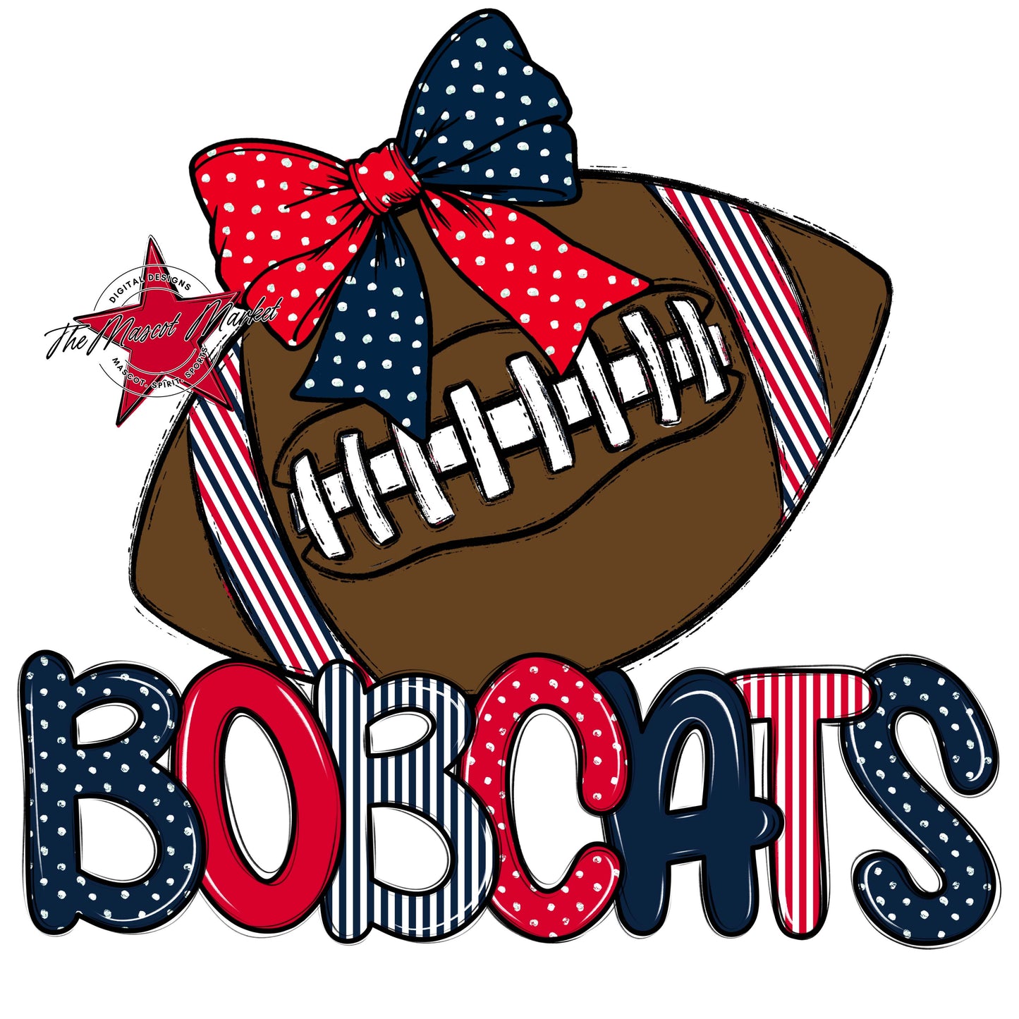Bobcats Football Spirit Design-Navy & Red