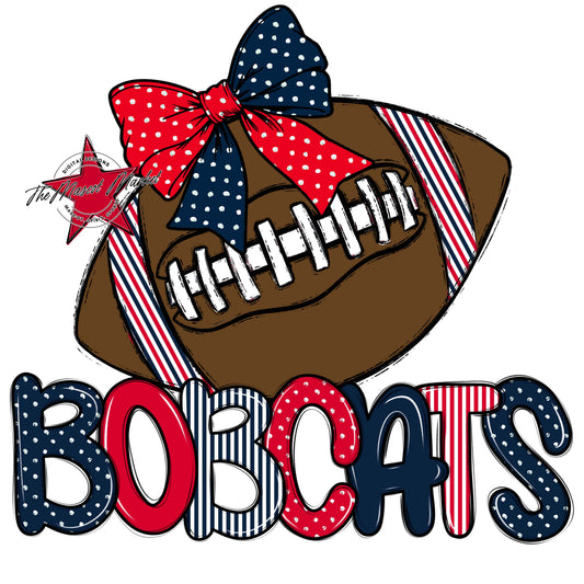 Bobcats Football Spirit Design-Navy & Red