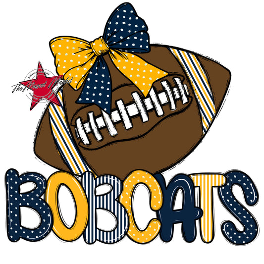 Bobcats Football Spirit Design-Navy & Yellow