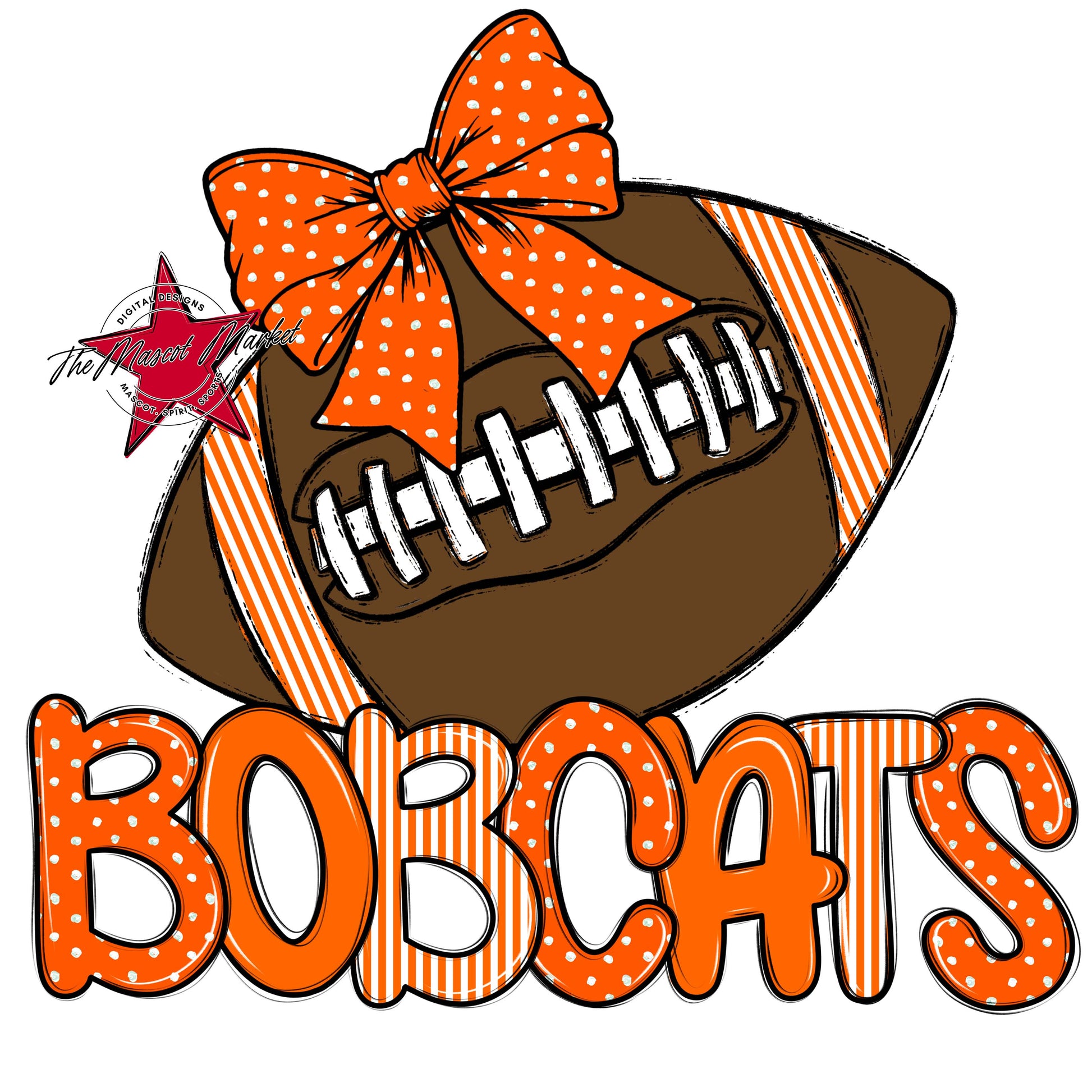 Bobcats Football Spirit Design-Orange
