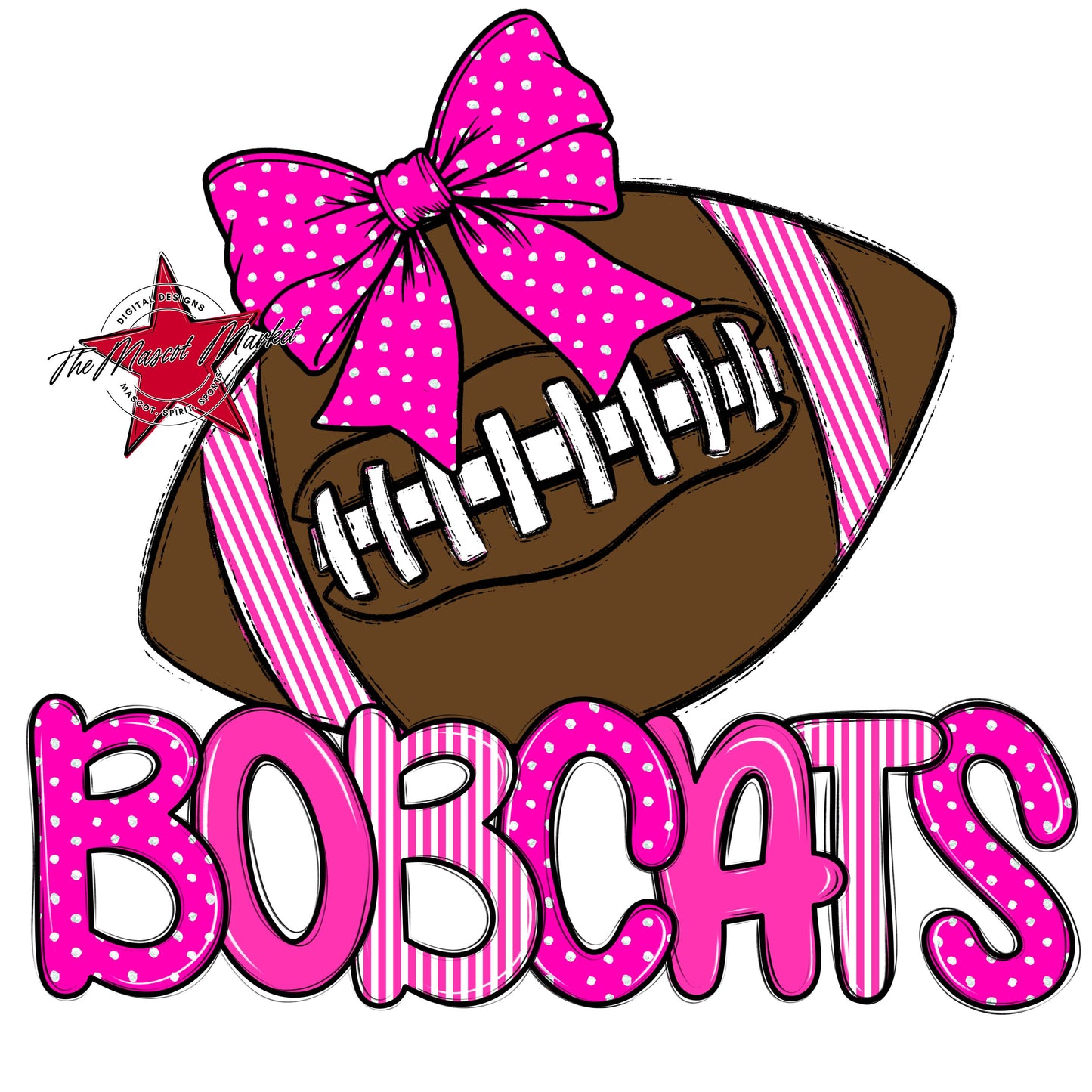 Bobcats Football Spirit Design-Pink