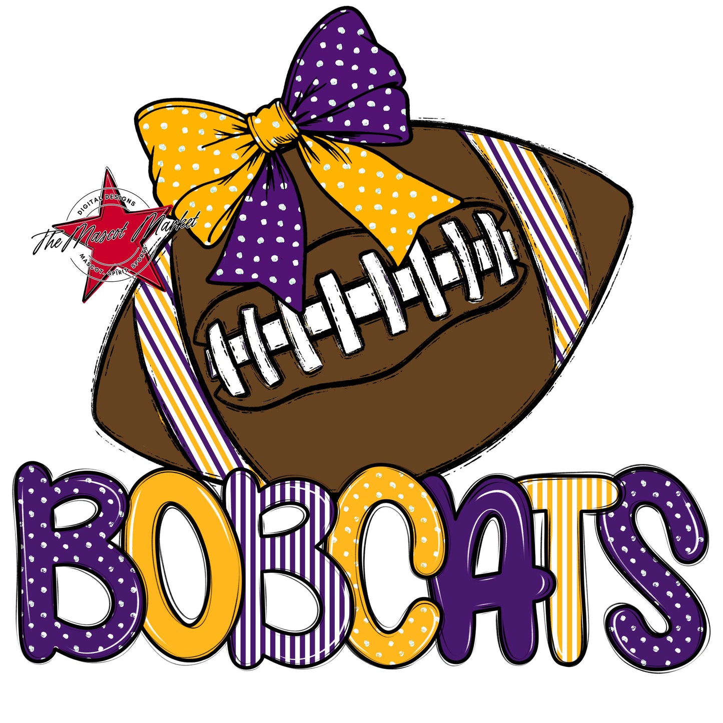 Bobcats Football Spirit Design-Purple & Yellow