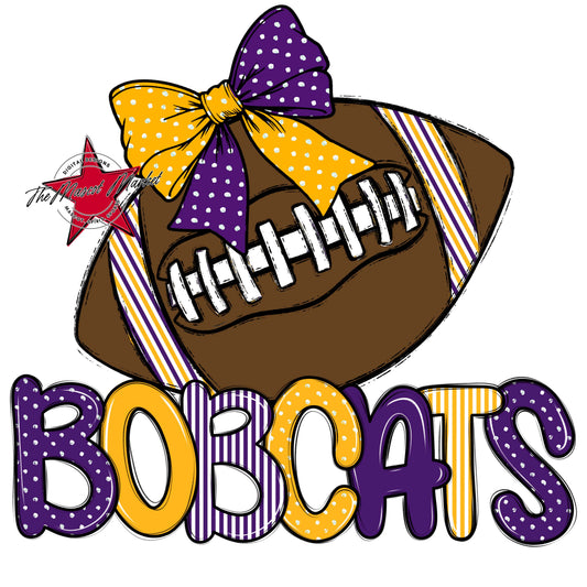 Bobcats Football Spirit Design-Purple & Yellow