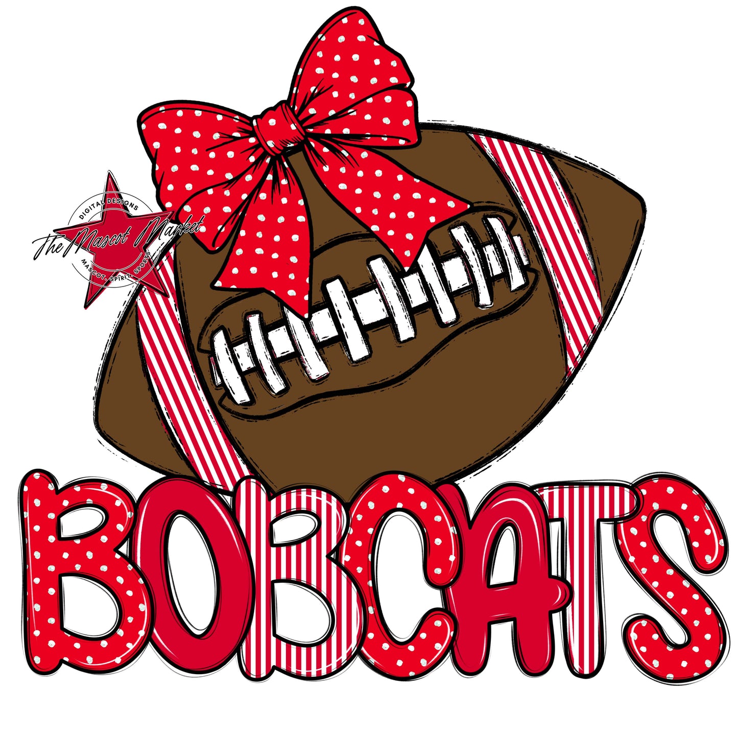 Bobcats Football Spirit Design-Red
