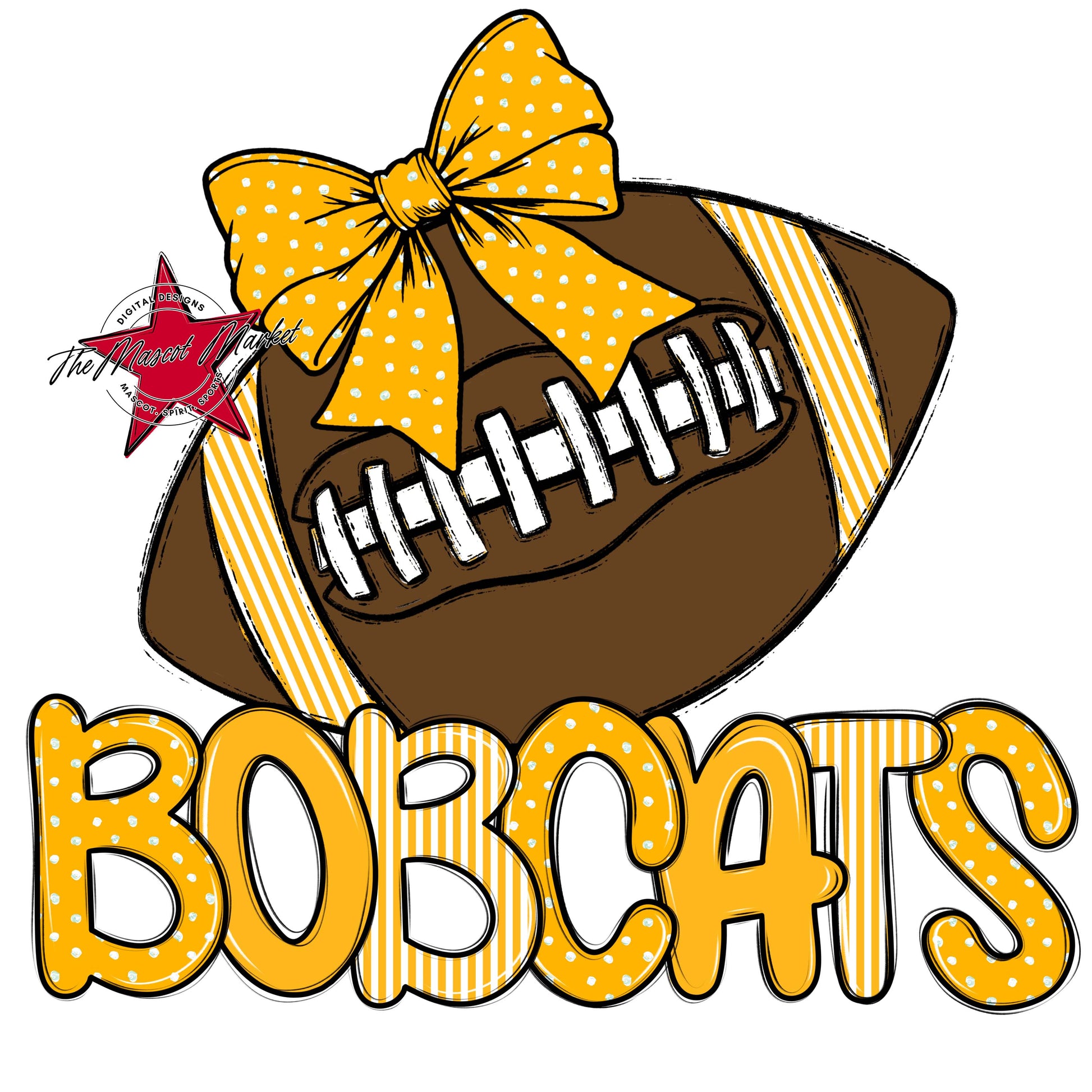Bobcats Football Spirit Design-Yellow
