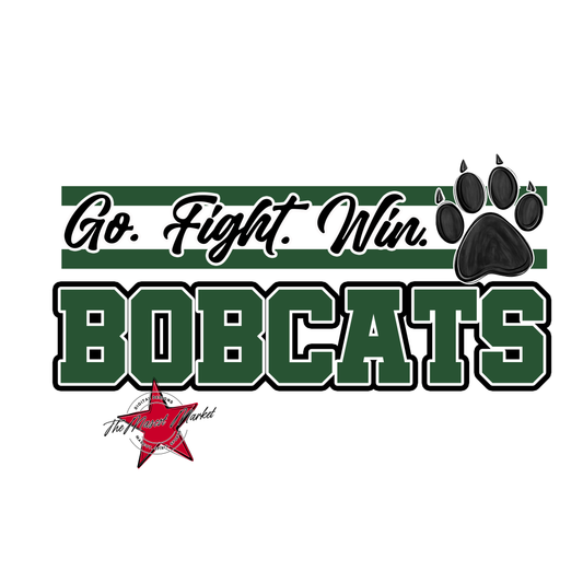 Bobcats Go Fight Win Mascot Lines-Green