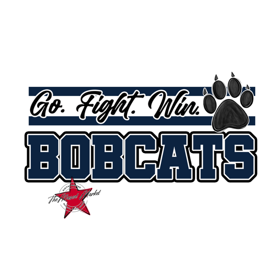 Bobcats Go Fight Win Mascot Lines-Navy