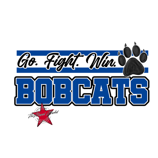 Bobcats Go Fight Win Mascot Lines-Off Blue