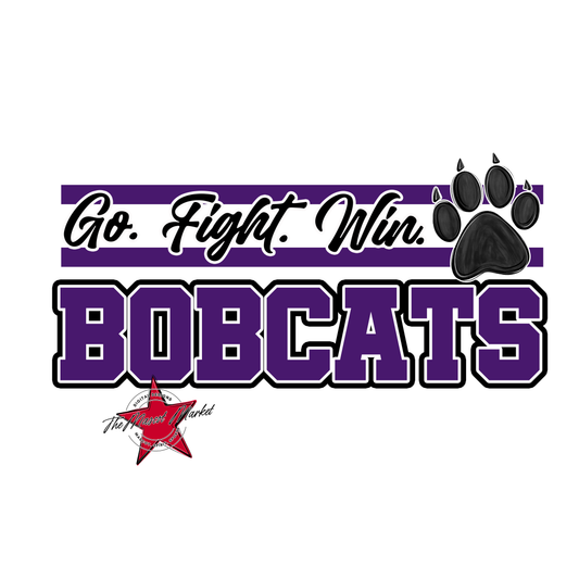 Bobcats Go Fight Win Mascot Lines-Purple