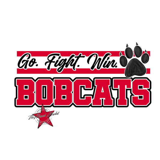 Bobcats Go Fight Win Mascot Lines-Red