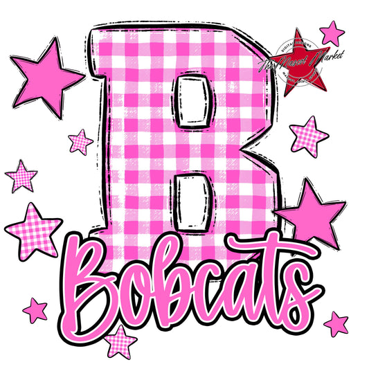 Bobcats Plaid Star Design-Baby Pink