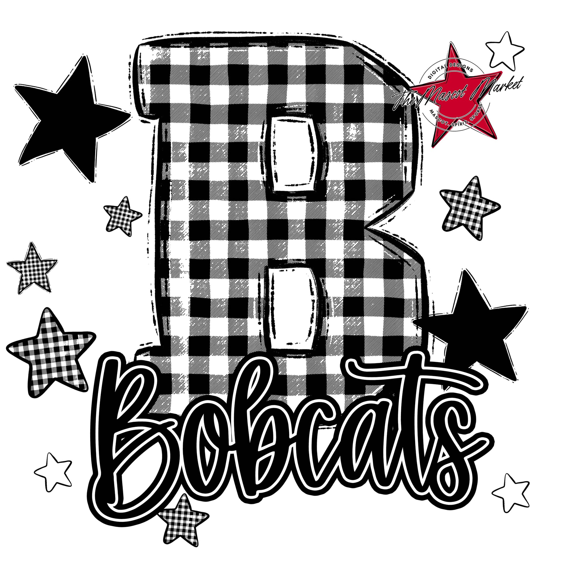Bobcats Plaid Star Design-Black