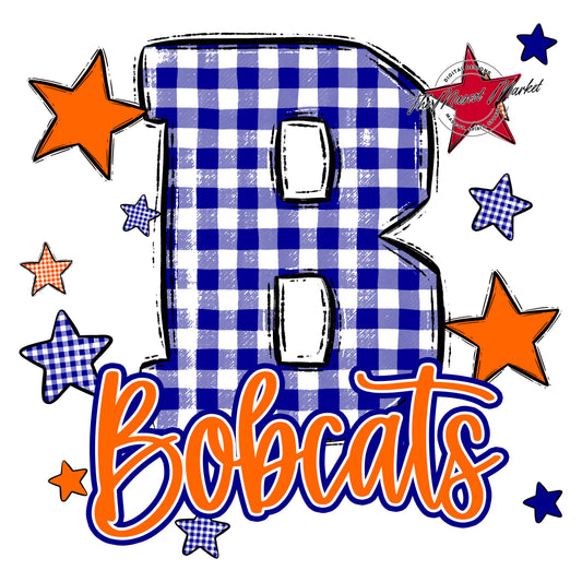 Bobcats Plaid Star Design-Blue & Orange