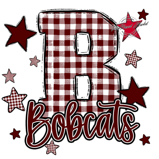 Bobcats Plaid Star Design-Maroon