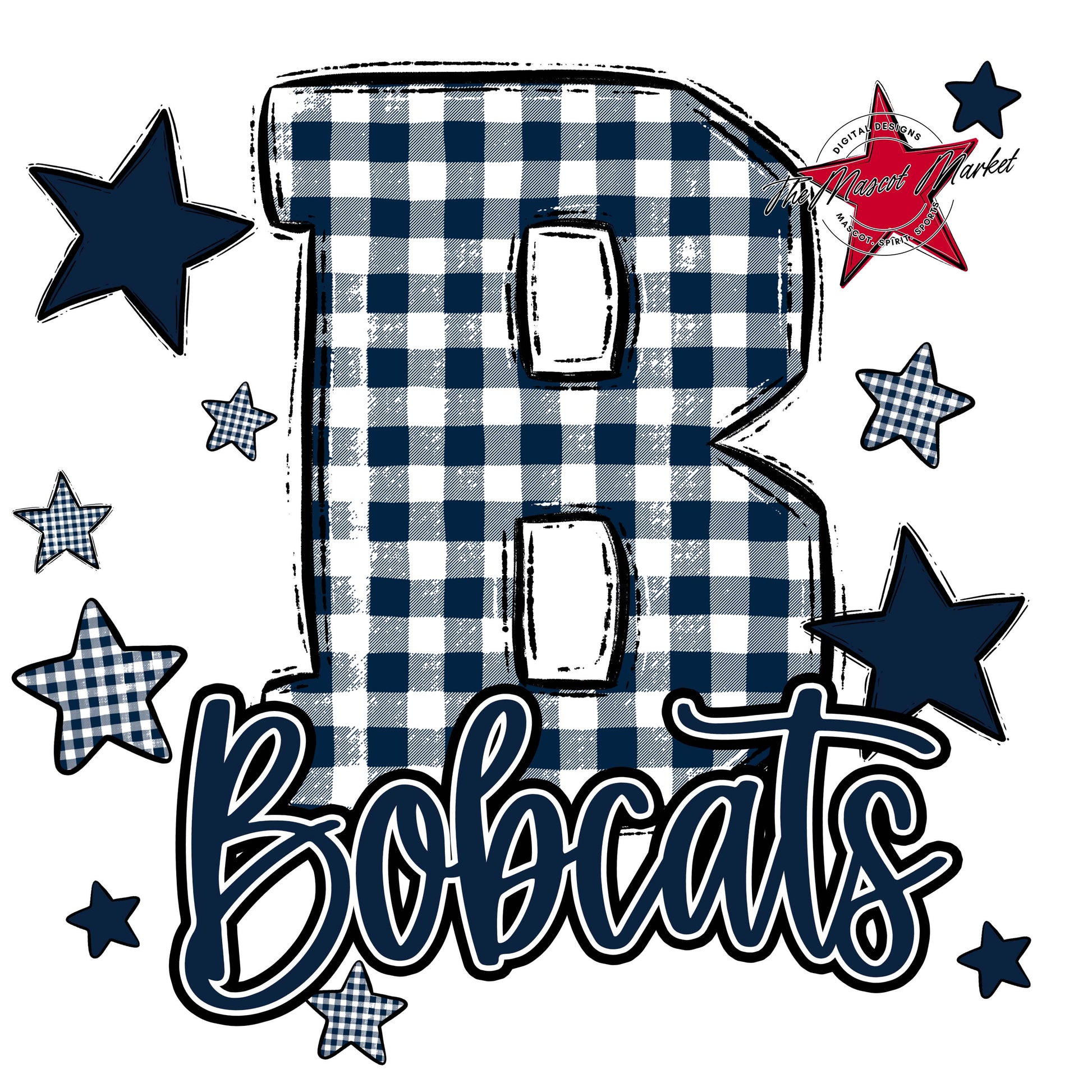 Bobcats Plaid Star Design-Navy