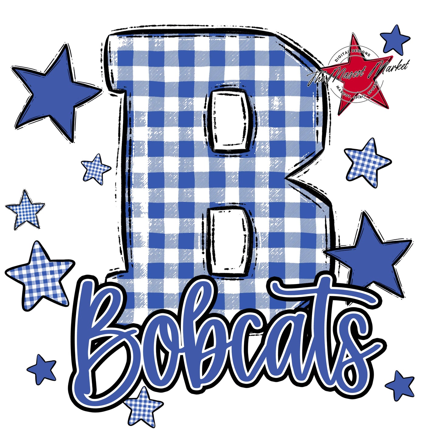Bobcats Plaid Star Design-Off Blue