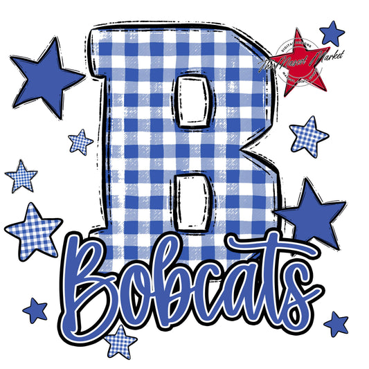 Bobcats Plaid Star Design-Off Blue