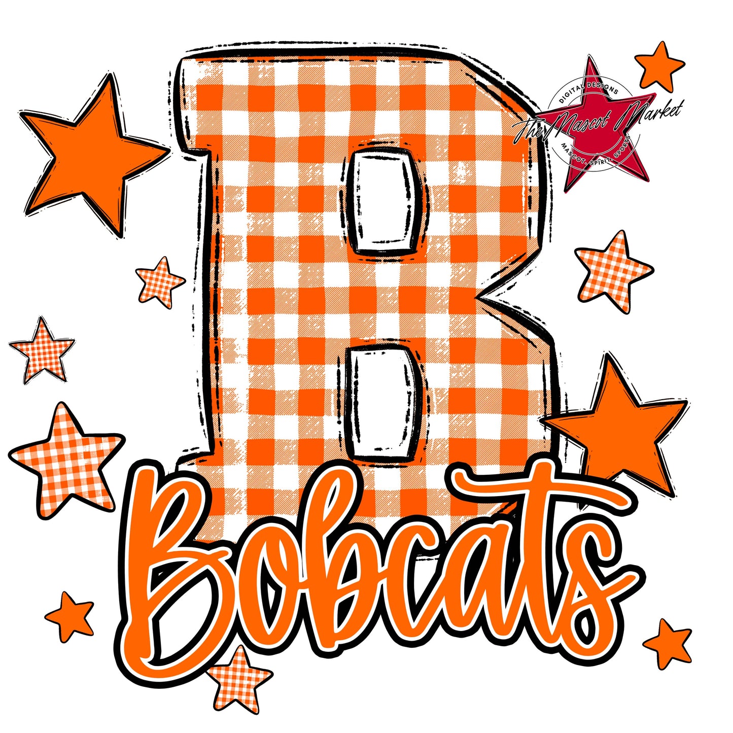 Bobcats Plaid Star Design-Orange