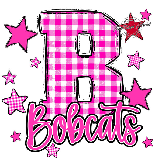 Bobcats Plaid Star Design-Pink