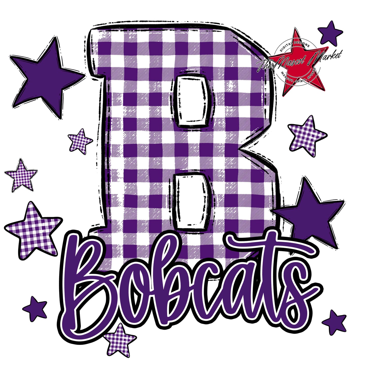 Bobcats Plaid Star Design-Purple
