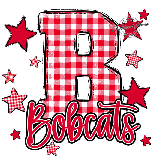 Bobcats Plaid Star Design-Red