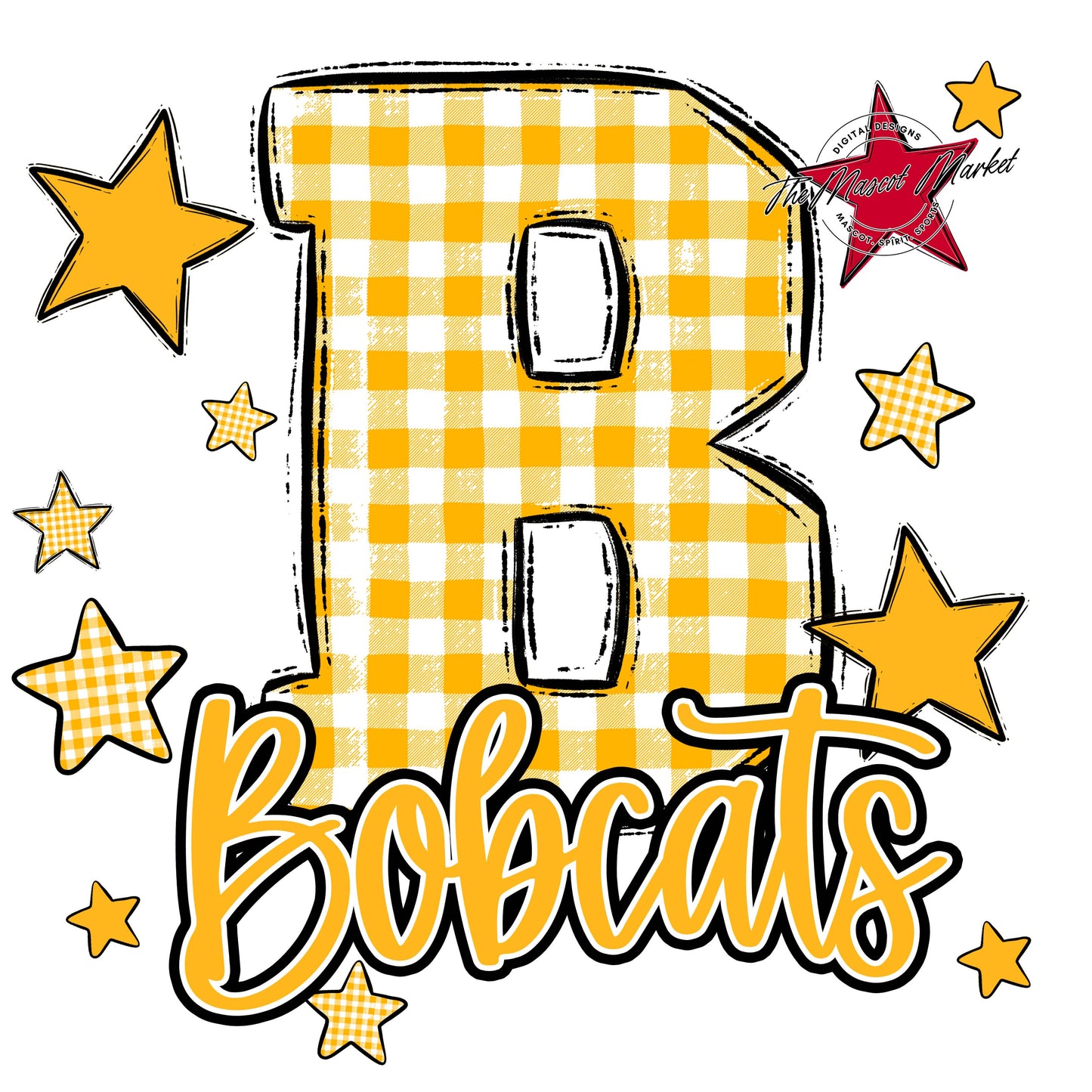 Bobcats Plaid Star Design-Yellow