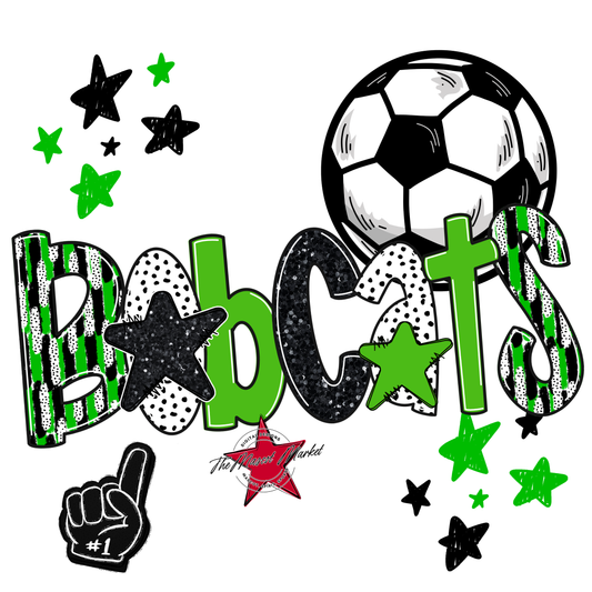 Bobcats Soccer Scrape-Bright Green