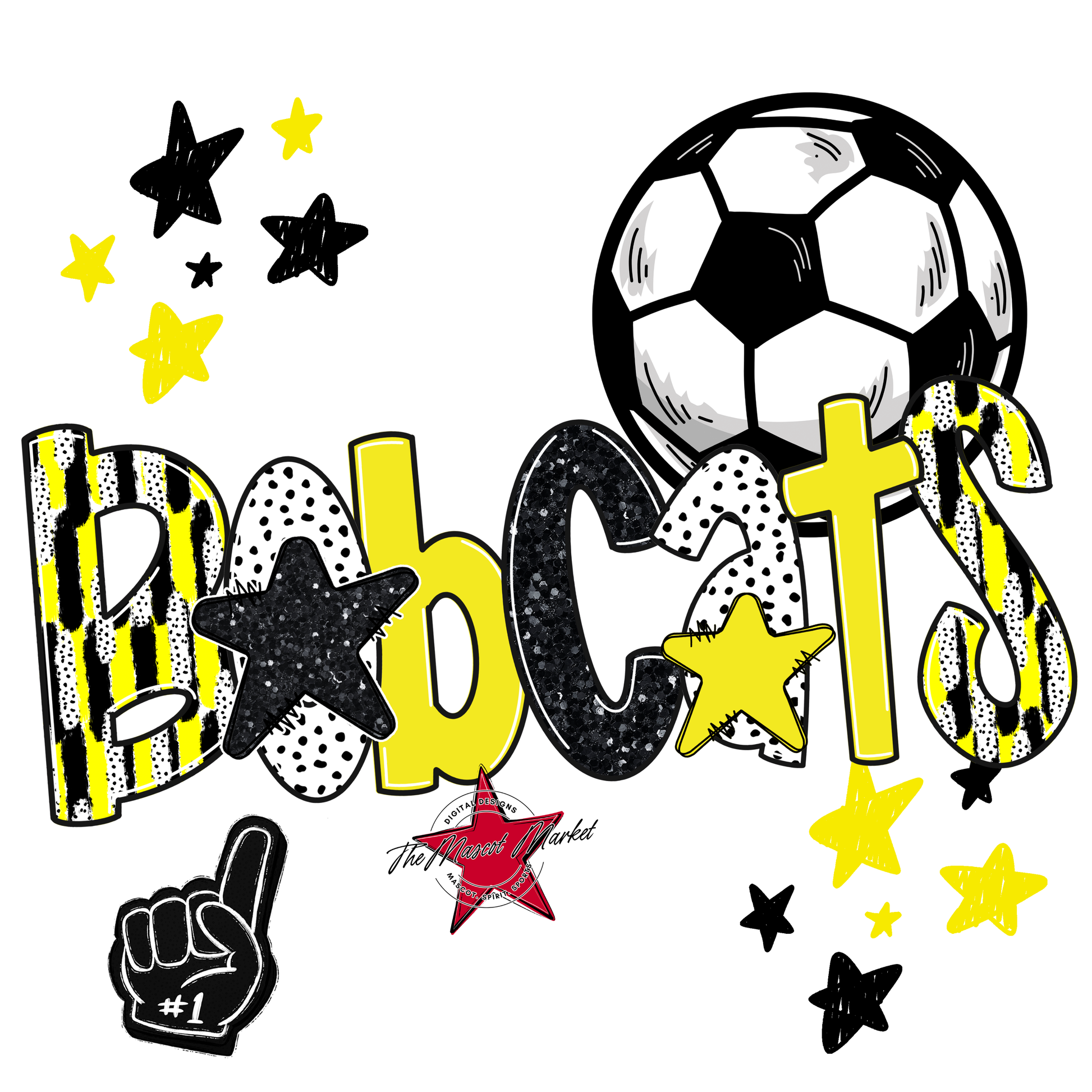 Bobcats Soccer Scrape-Bright Yellow