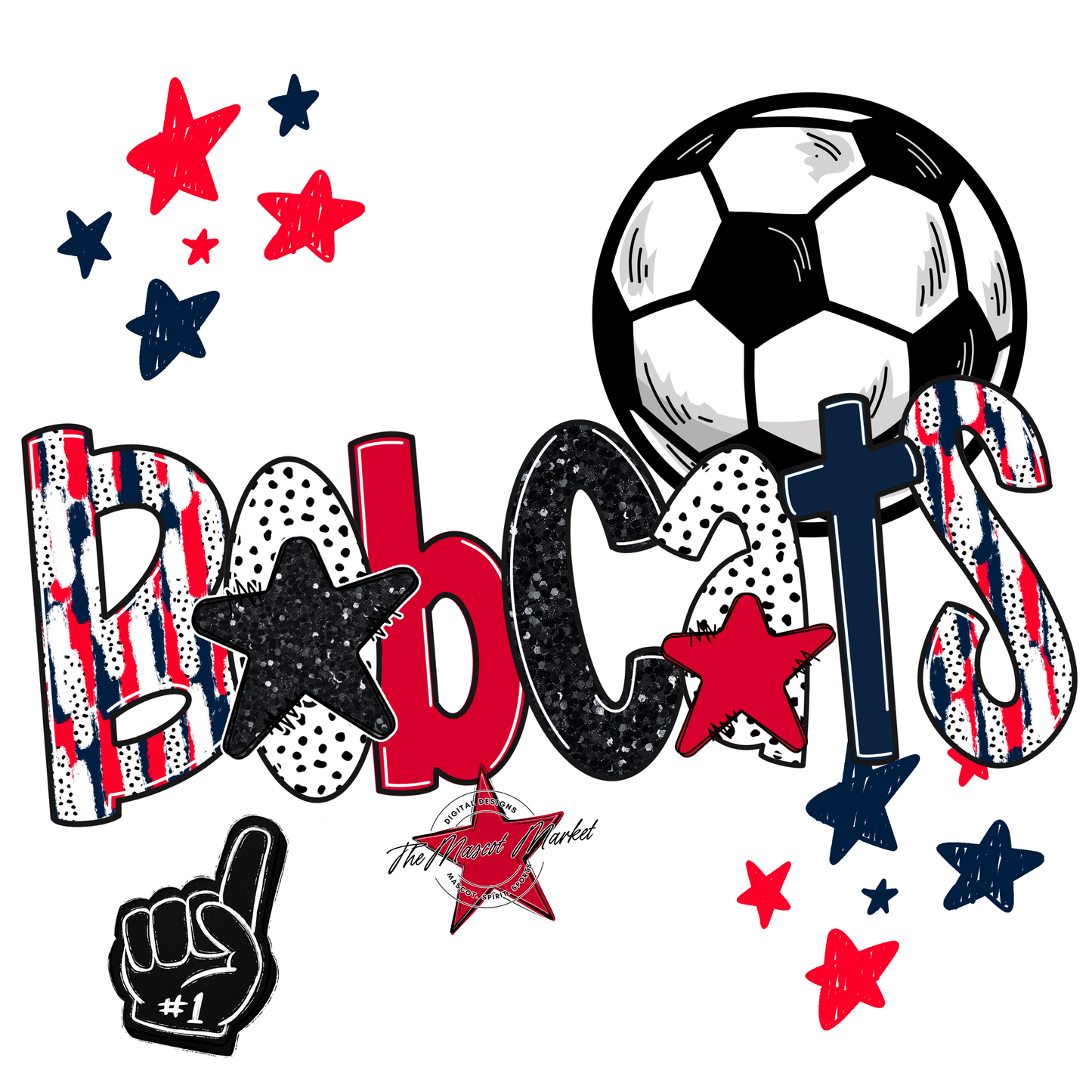 Bobcats Soccer Scrape-Navy-Red