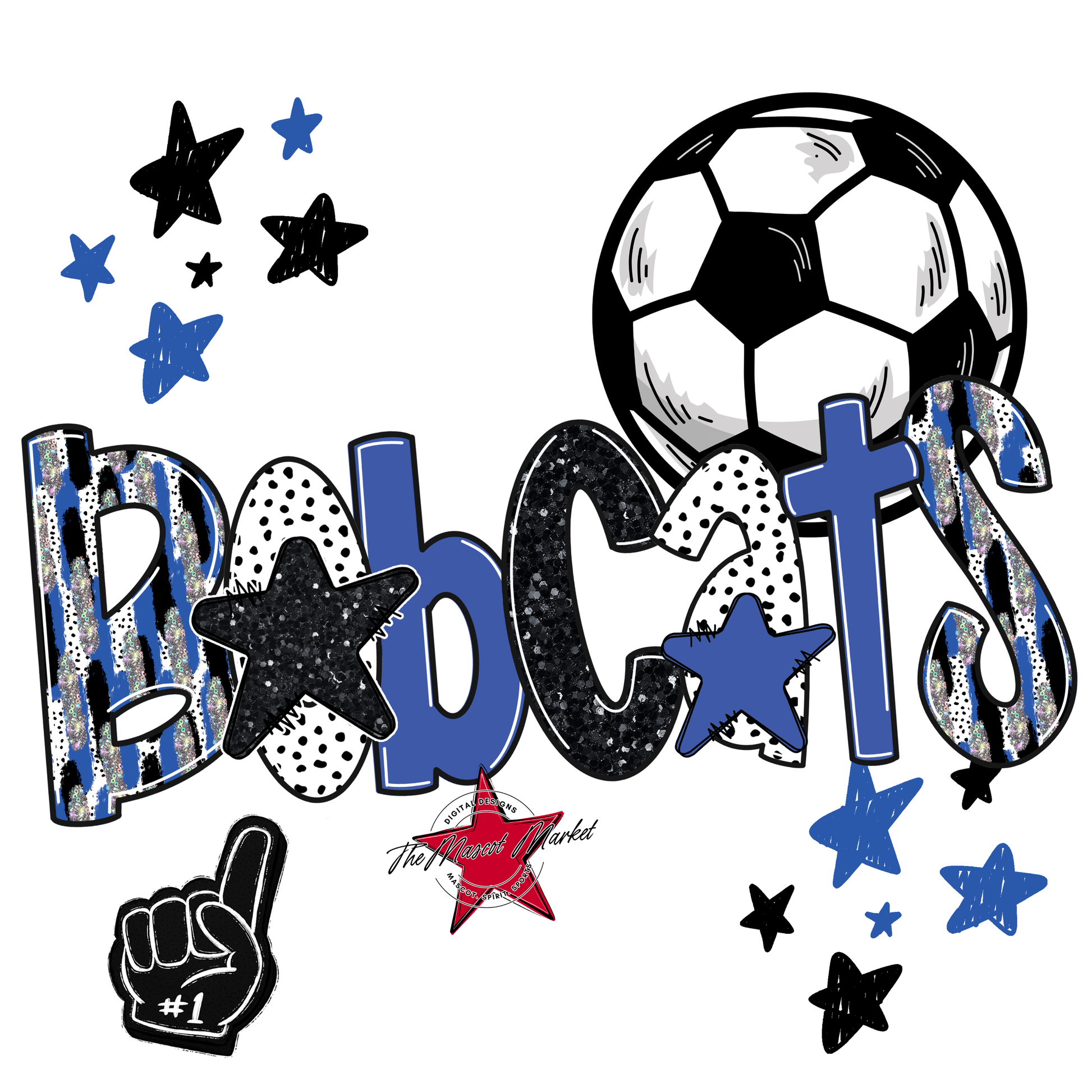 Bobcats Soccer Scrape-Off Blue