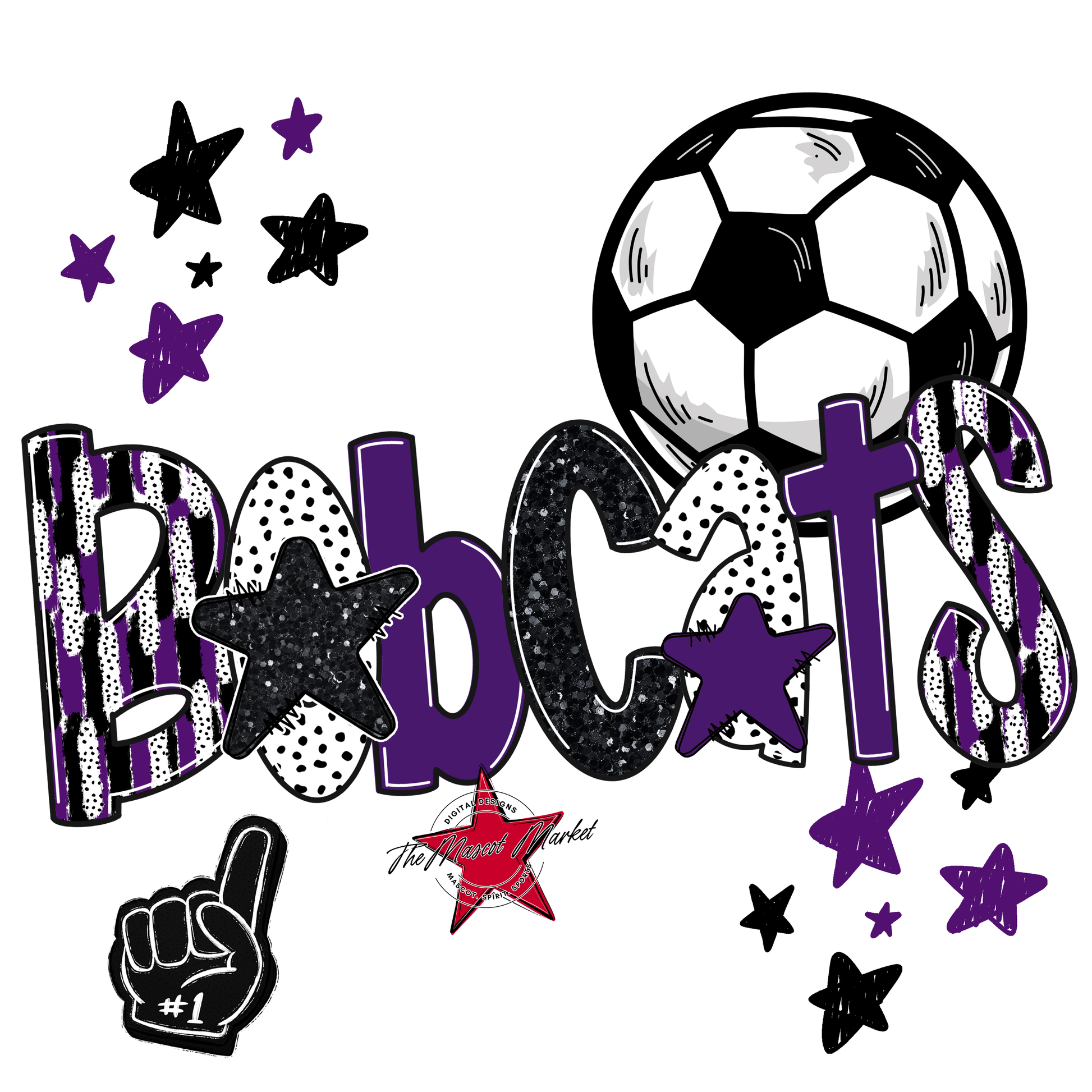 Bobcats Soccer Scrape-Purple