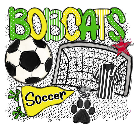 Bobcats Soccer Spirit-Bright Green & Bright Yellow