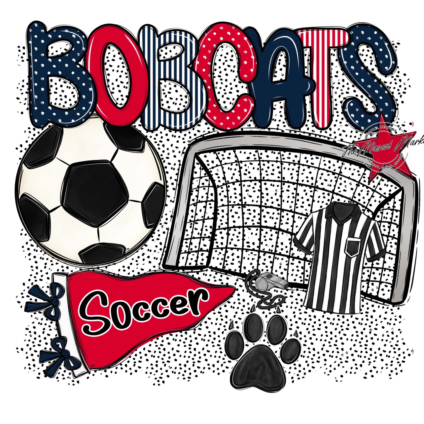 Bobcats Soccer Spirit-Navy & Red