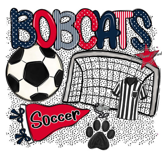Bobcats Soccer Spirit-Navy & Red