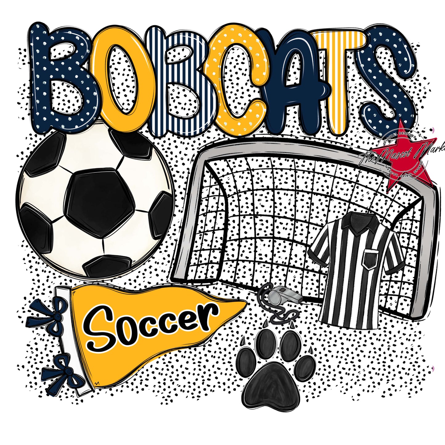 Bobcats Soccer Spirit-Navy & Yellow