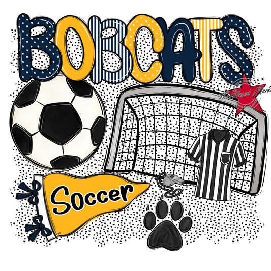 Bobcats Soccer Spirit-Navy & Yellow