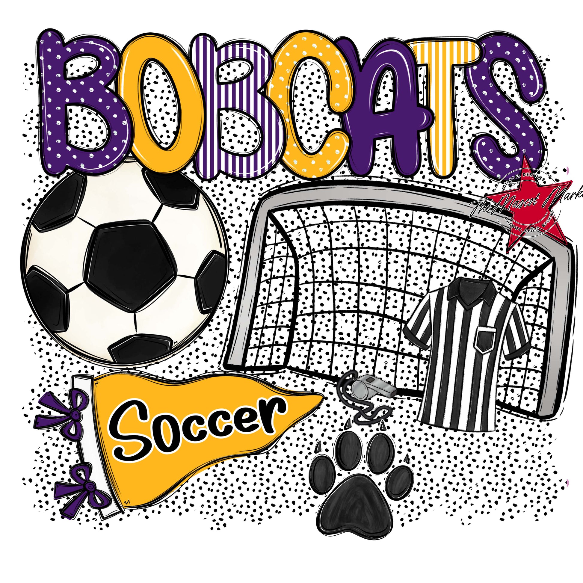 Bobcats Soccer Spirit-Purple & Yellow