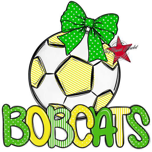 Bobcats Soccer Spirit Design-Bright Green & Bright Yellow