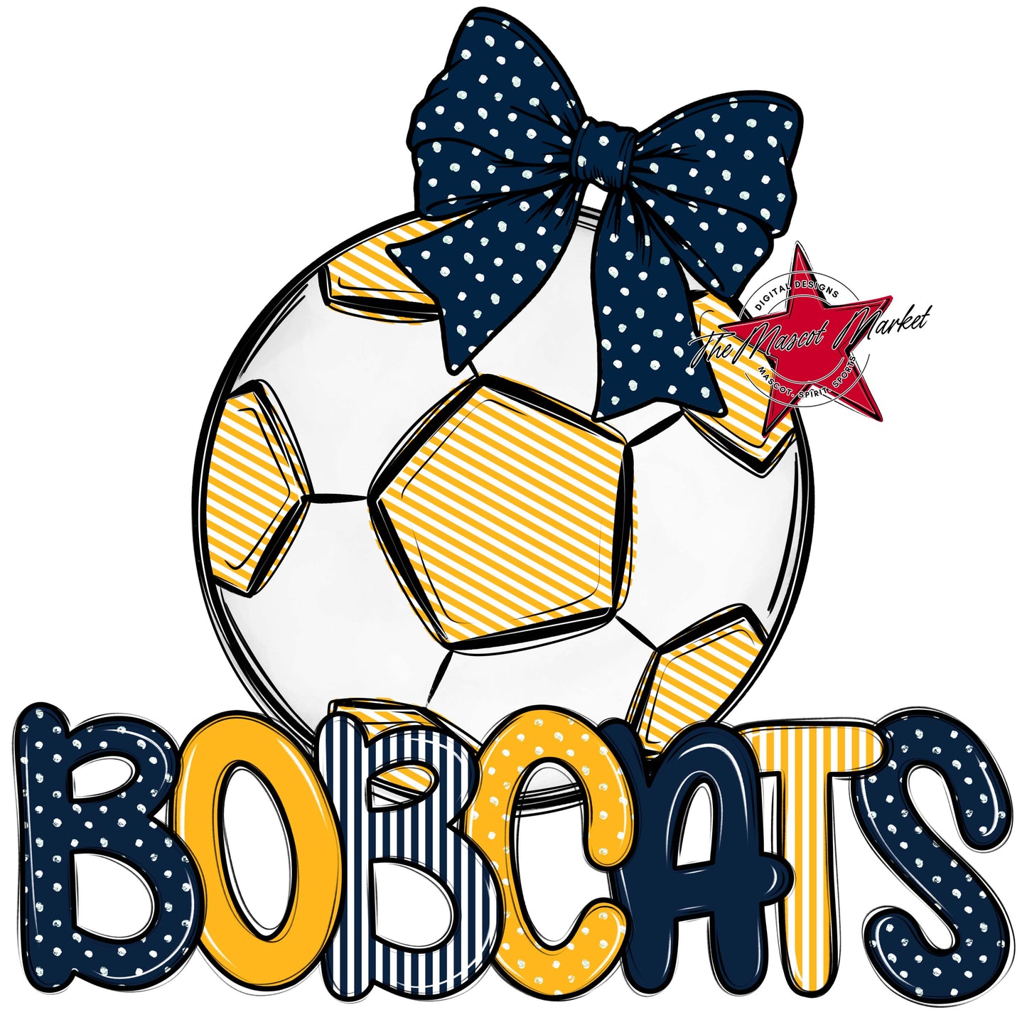 Bobcats Soccer Spirit Design-Navy & Yellow