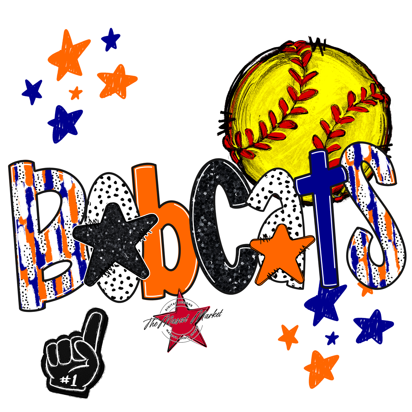 Bobcats Softball Scrape-Blue-Orange