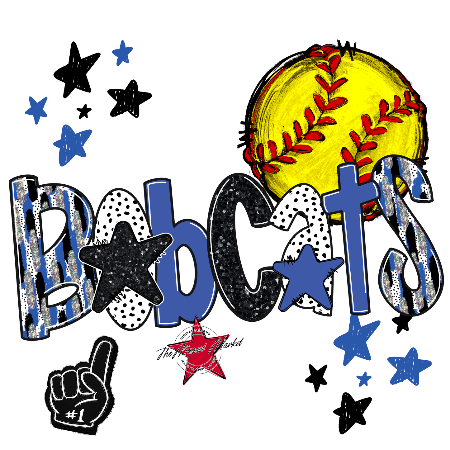 Bobcats Softball Scrape-Off Blue