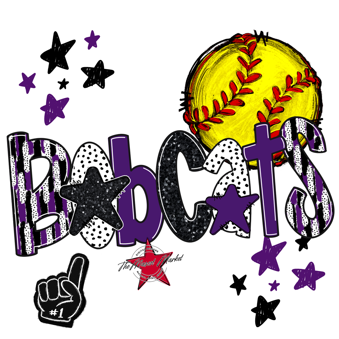 Bobcats Softball Scrape-Purple