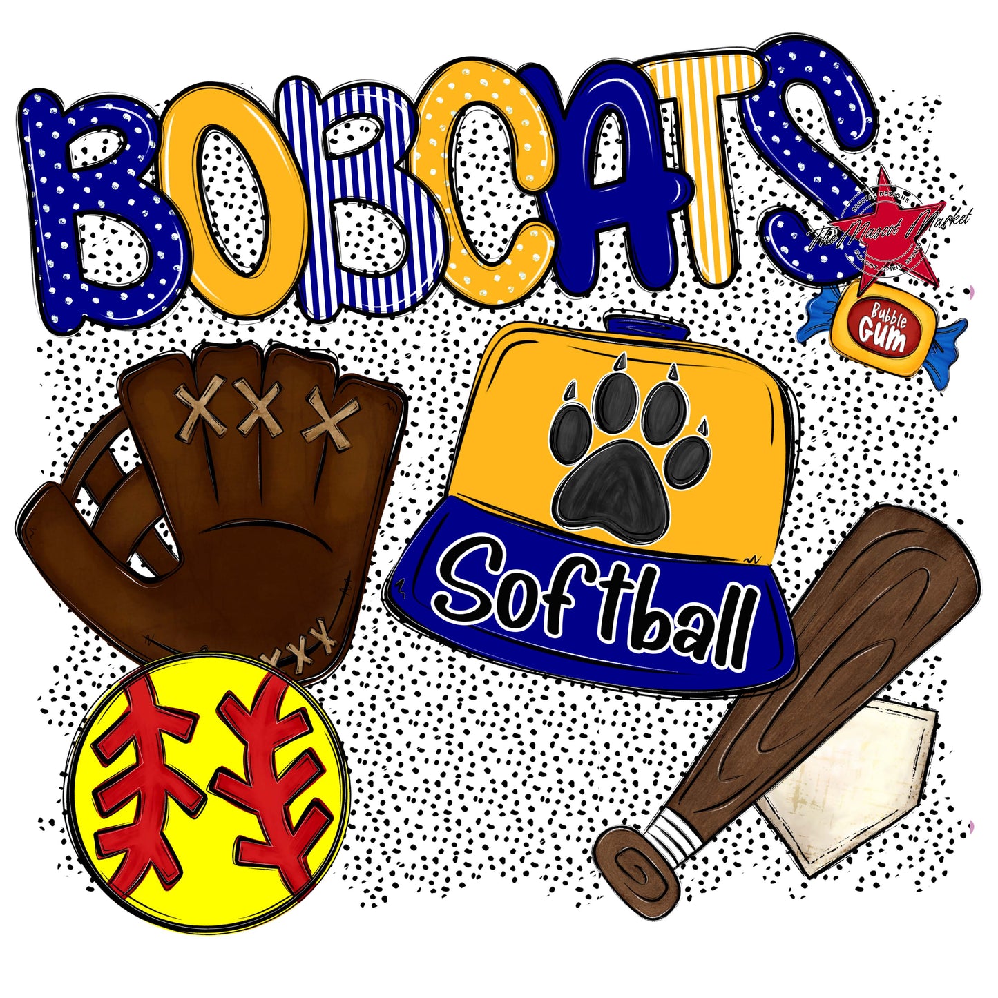 Bobcats Softball Spirit-Blue & Yellow