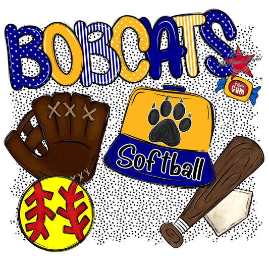 Bobcats Softball Spirit-Blue & Yellow