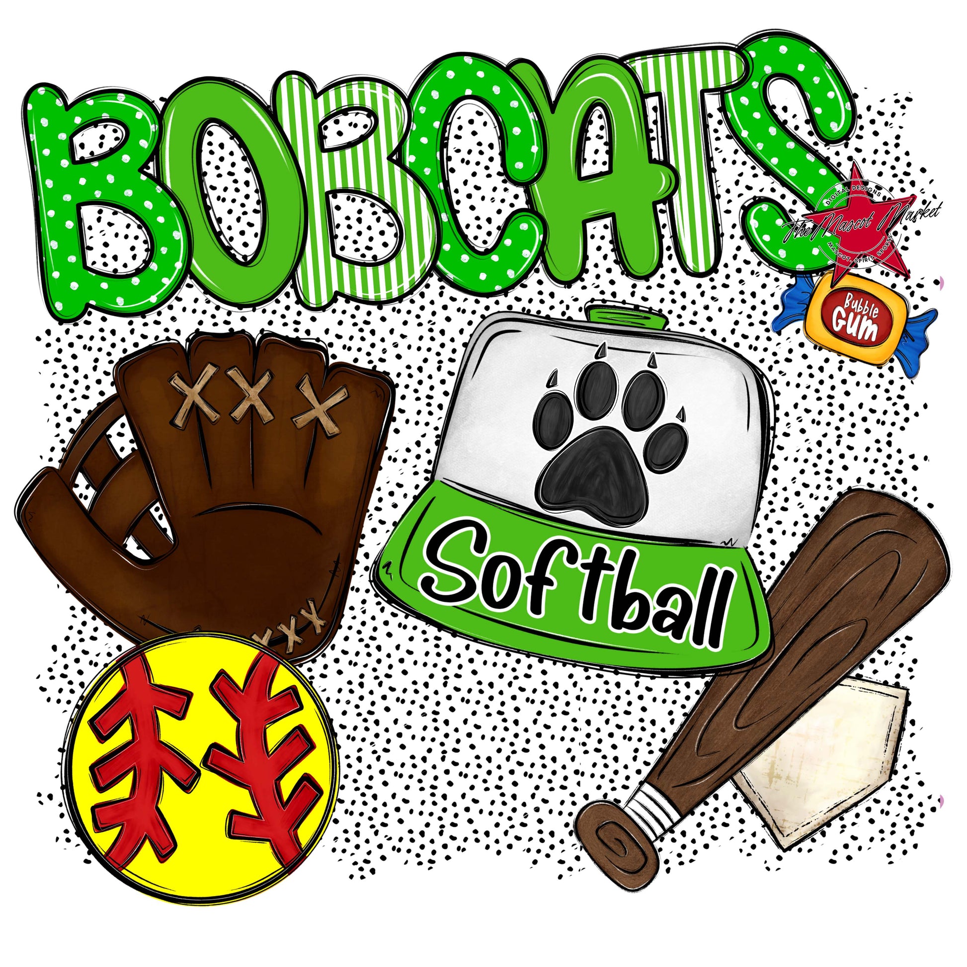 Bobcats Softball Spirit-Bright Green