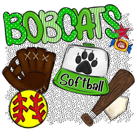 Bobcats Softball Spirit-Bright Green
