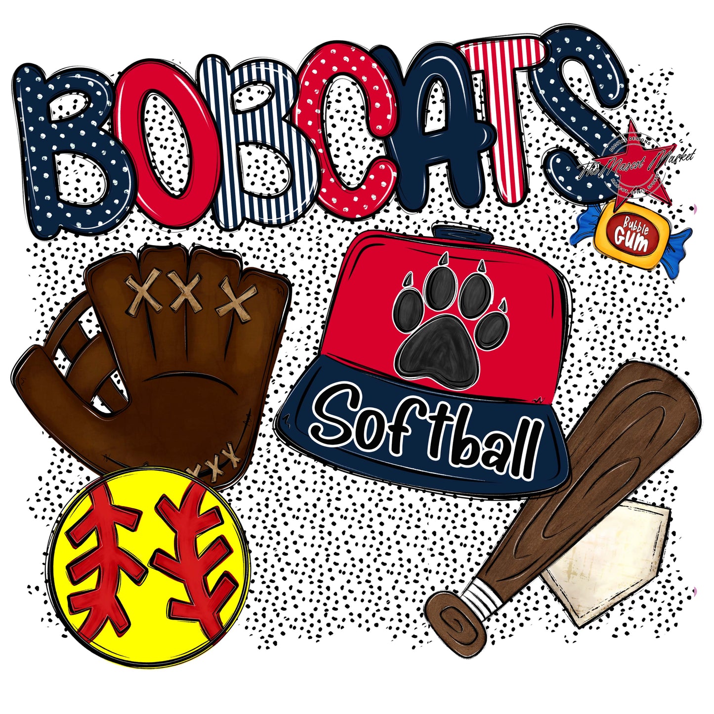 Bobcats Softball Spirit-Navy & Red