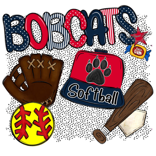 Bobcats Softball Spirit-Navy & Red